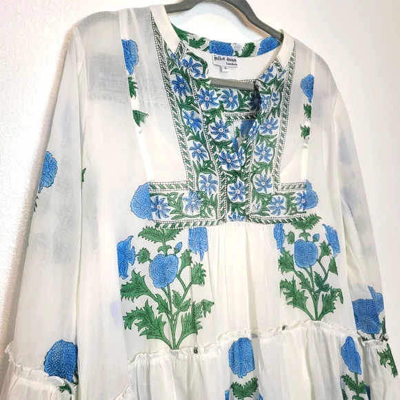 Tuckernuck Juliet Dunn White Poppy Flared Sleeve Dress Size XL - Picture 11 of 13